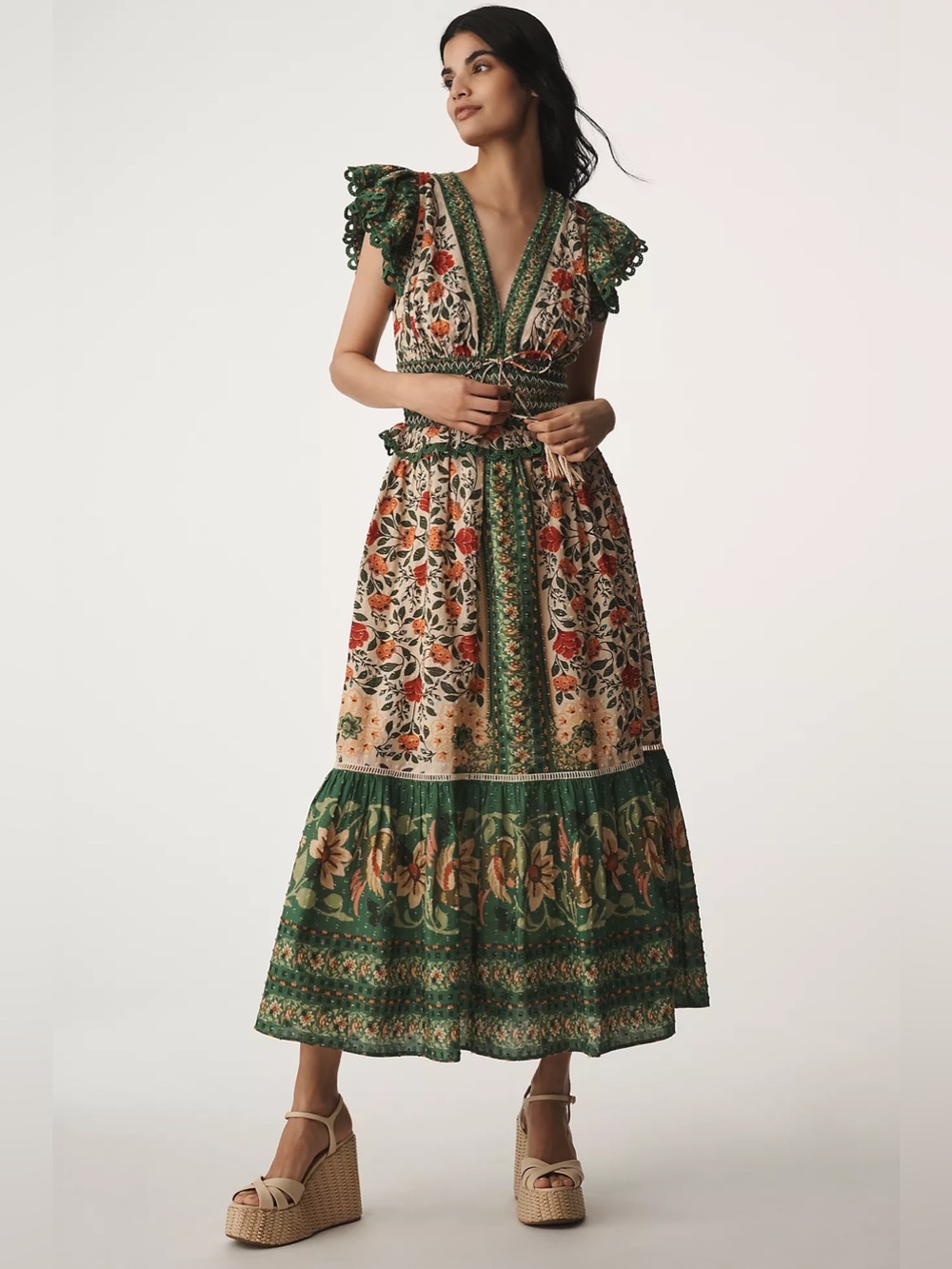Farm Rio Garden Tapestry V-Neck Maxi Dress